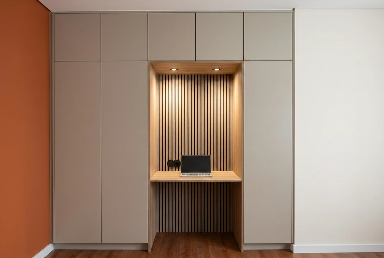 ArmÃ¡rio com escrivaninha embutida em design minimalista - Planned